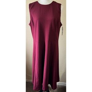 Chaps Women's Burgundy Dress Sleeveless Scoop Neck Size 16